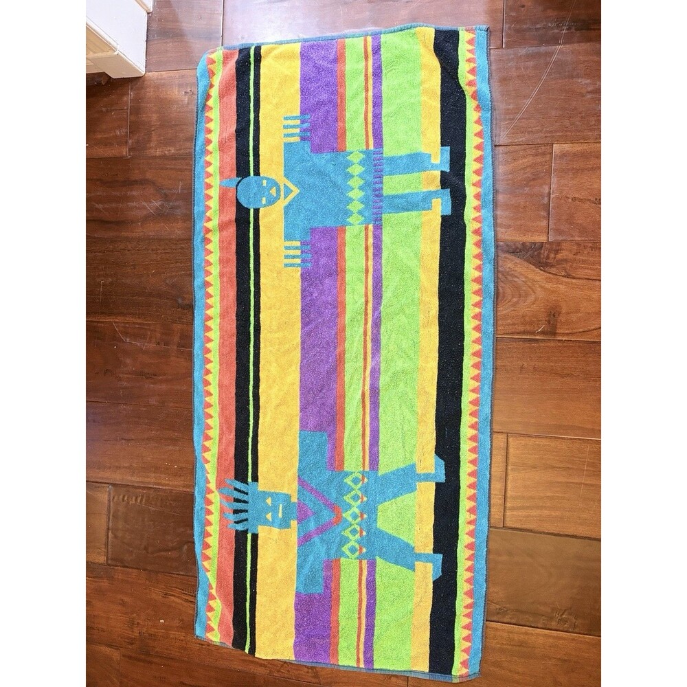 Royal Terry Aztec Vintage Beach Towel Southwest Tribal Geometric Rare